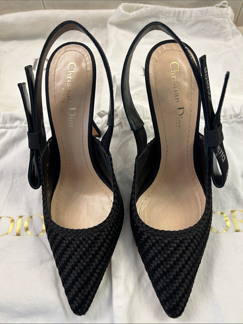 Christian Dior J'Adior Slingback Pumps with Embellished Logo Strap - Picture 2 of 8